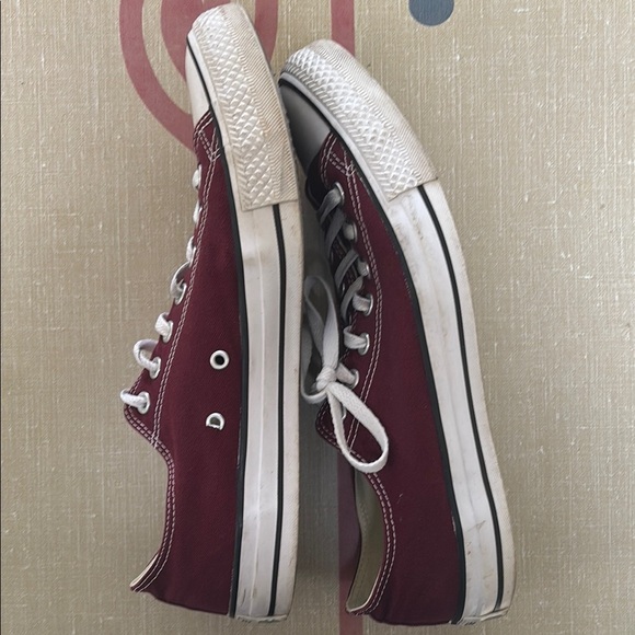 Converse Maroon Canvas Sneakers with White Laces - Picture 2 of 3